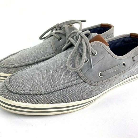 Aldo Tancredo Light Gray Preppy Everyday Boardwalk Boat Shoes - Picture 1 of 10